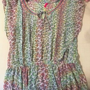 Victoria's Secret Neon Leopard Print Tie-Front Top